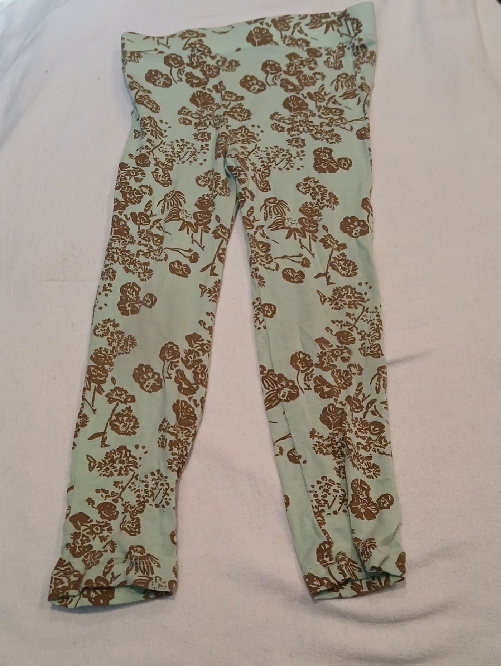 Kate Quinn Bamboo Floral Print Leggings - Mint and Brown